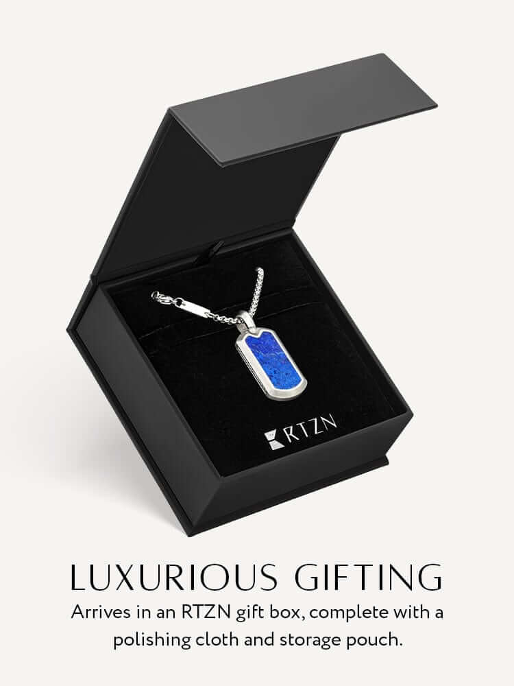 Lapis Lazuli Dog Tag Pendant Necklace