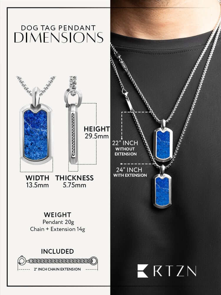 Lapis Lazuli Dog Tag Pendant Necklace