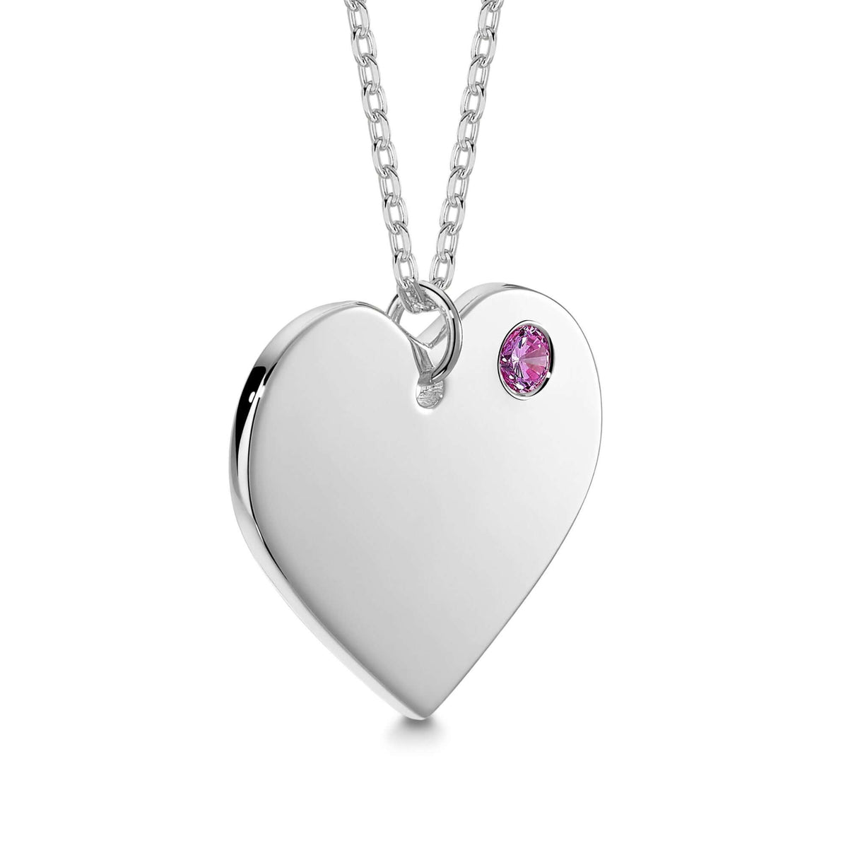 Sterling Silver 925 Personalized Engraved Heart Necklace with Simulated Birthstone Custom Engravable Pendant for Women and Girls