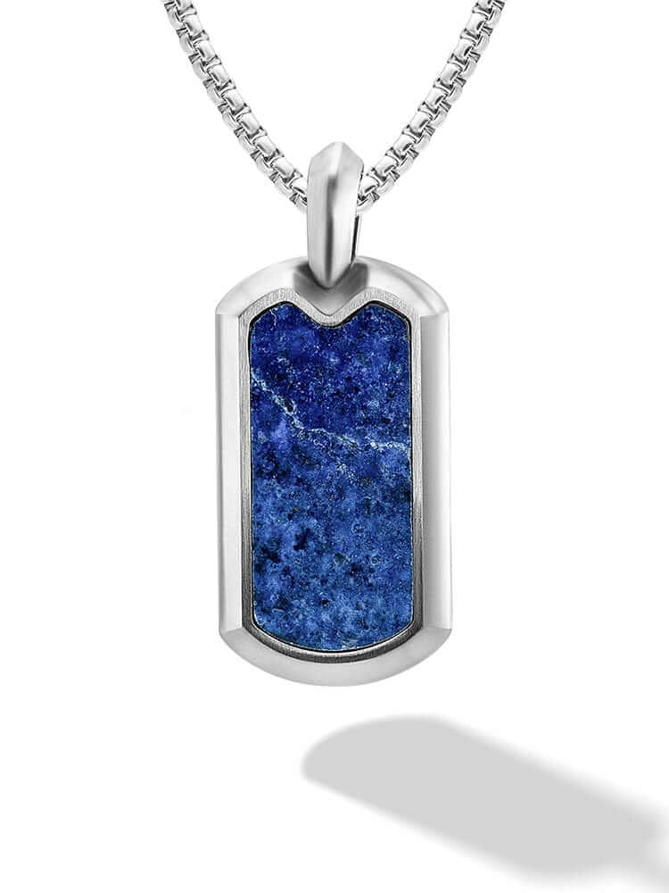 Lapis Lazuli Dog Tag Pendant Necklace
