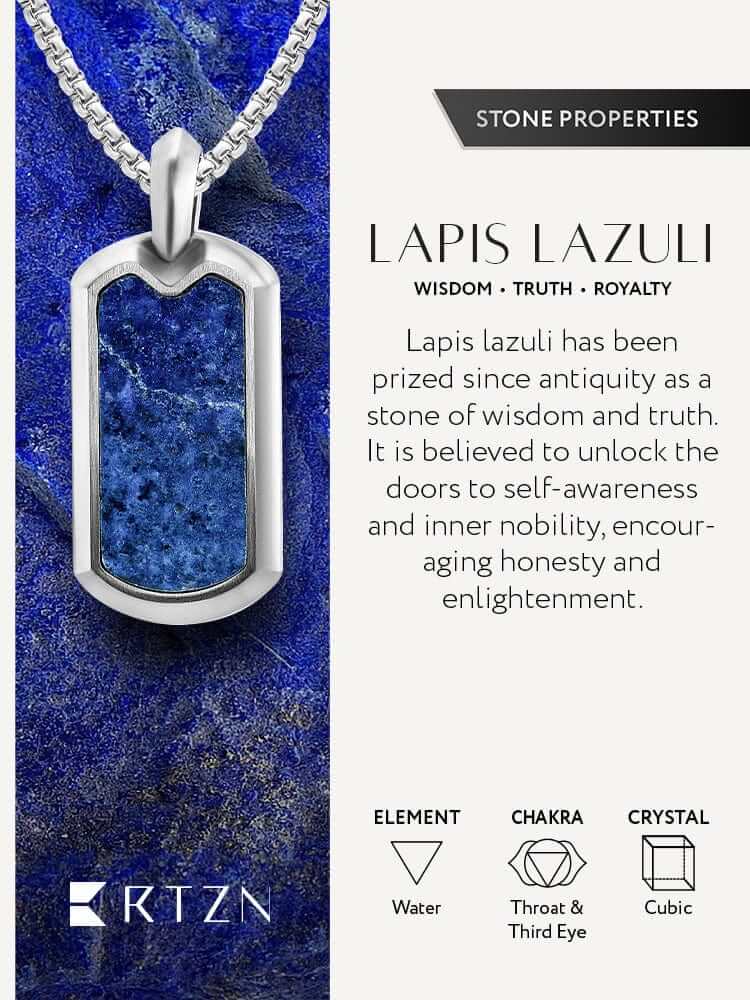 Lapis Lazuli Dog Tag Pendant Necklace