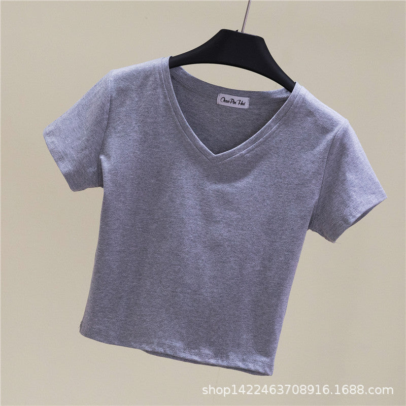 V-Neck Slim Crop Top
