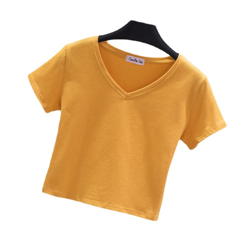 V-Neck Slim Crop Top