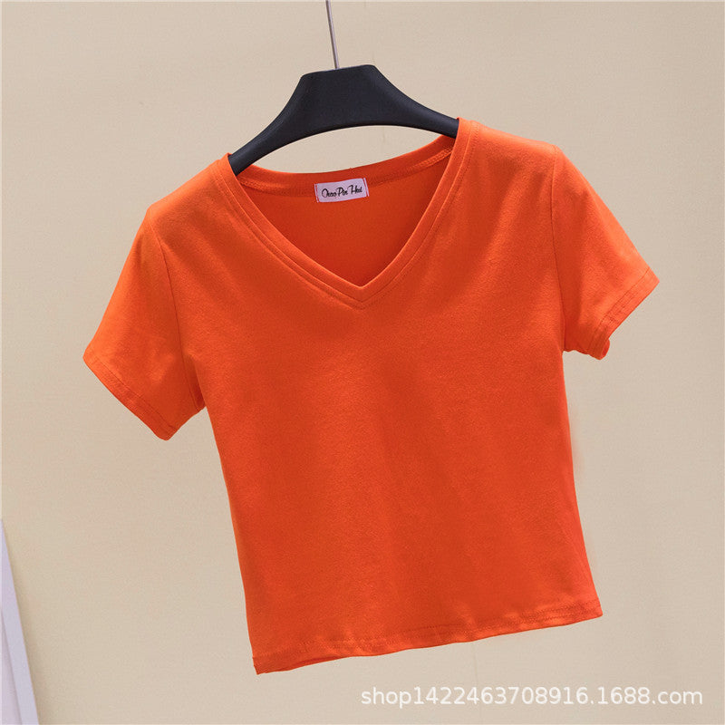 V-Neck Slim Crop Top