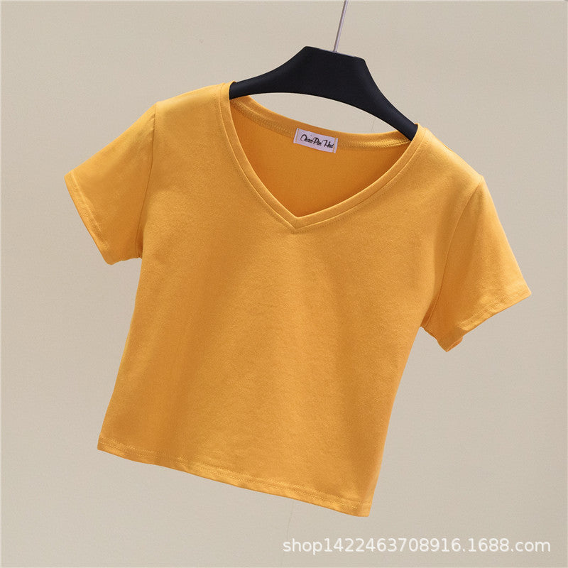 V-Neck Slim Crop Top
