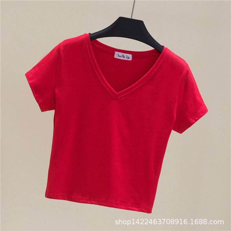 V-Neck Slim Crop Top