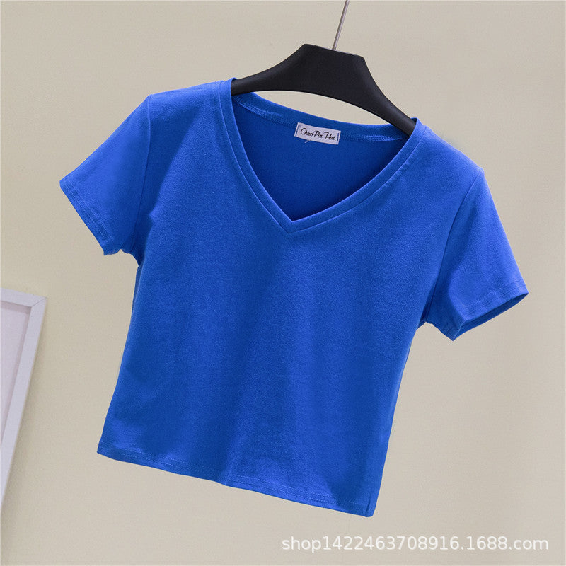 V-Neck Slim Crop Top