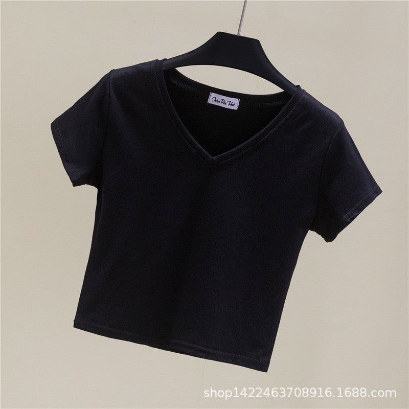 V-Neck Slim Crop Top