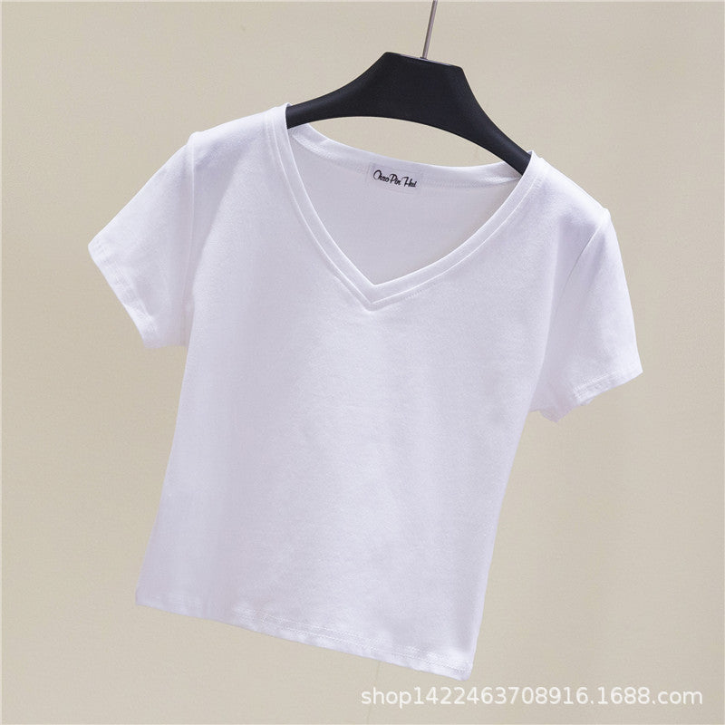 V-Neck Slim Crop Top
