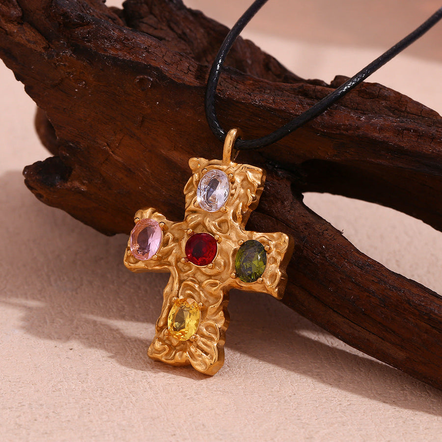 18K Hammered Cross Necklace