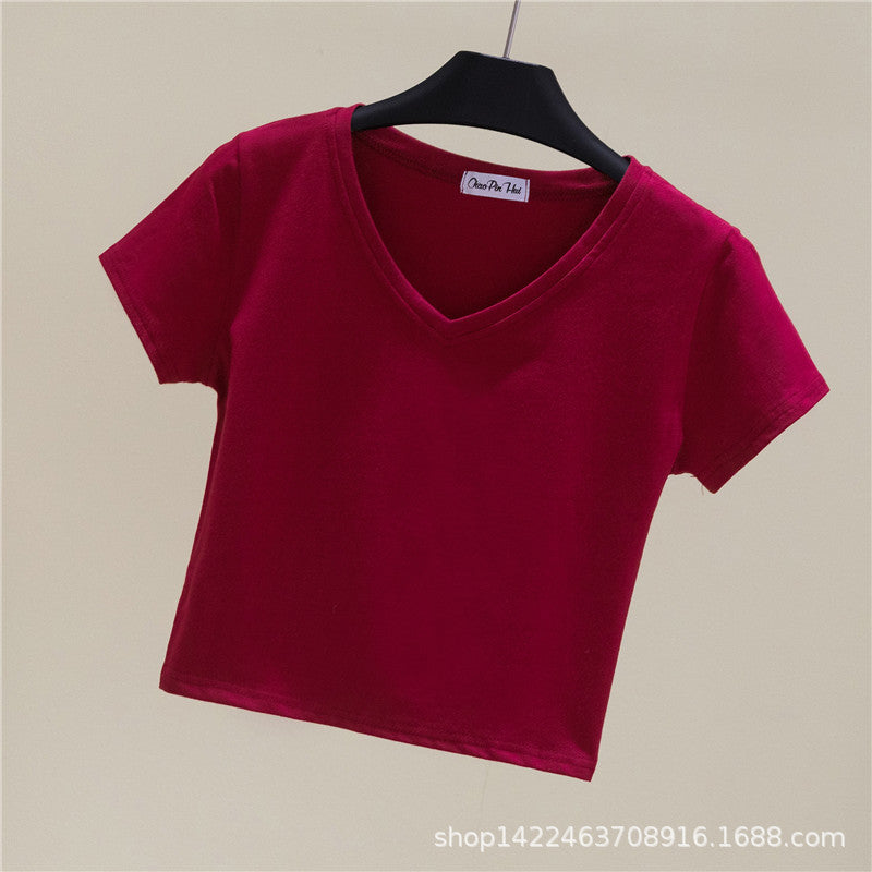 V-Neck Slim Crop Top
