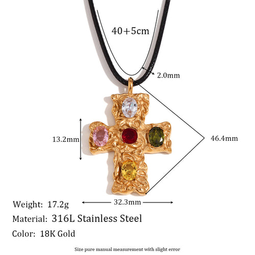 18K Hammered Cross Necklace
