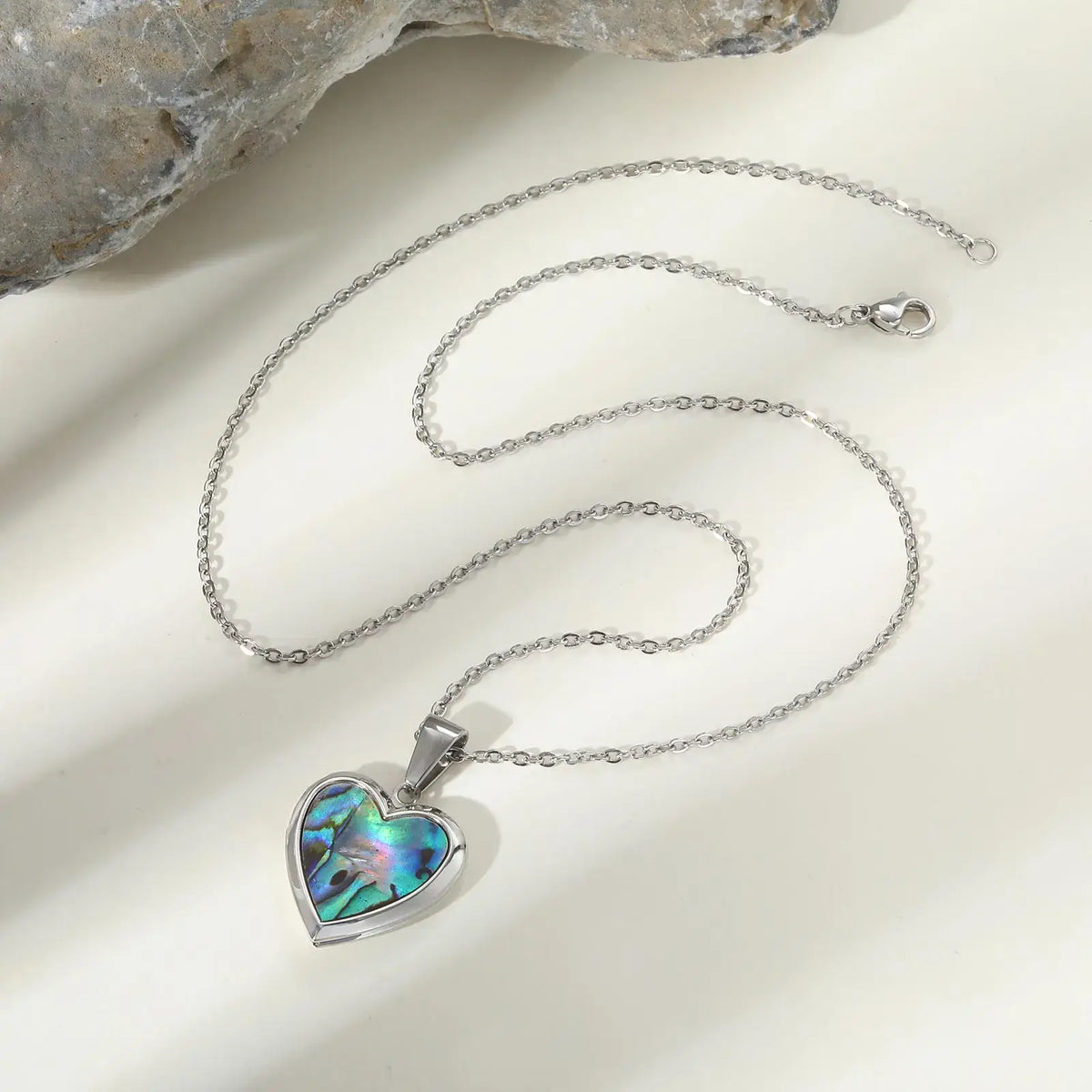 Custom Photo Heart Pendant Abalone Shell Stainless Steel Necklace