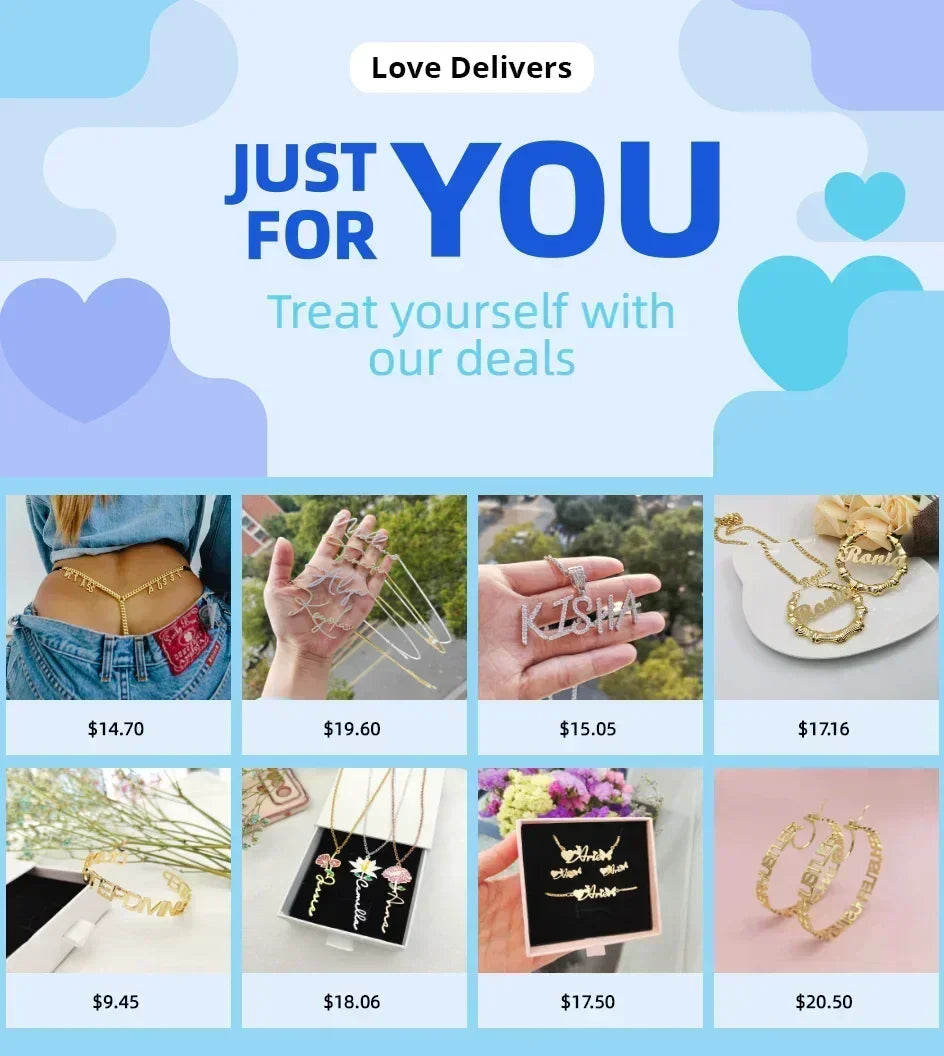 Custom Name Necklace 3D Engraved Stainless Steel Heart Figaro Chain