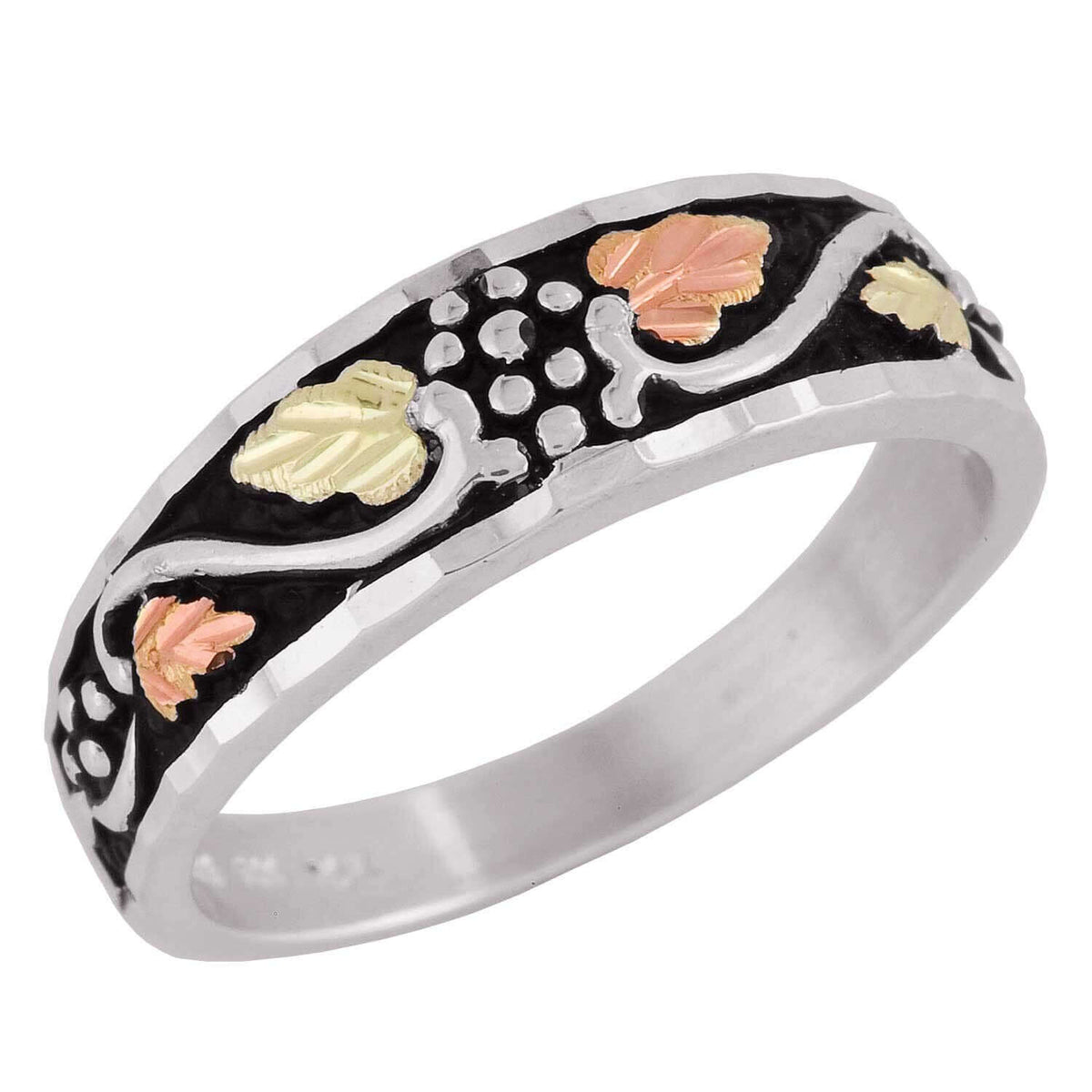 Antiqued Sterling Silver Black Hills Gold Ring