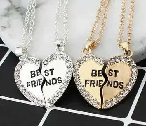 BondedHearts Custom Couple Necklaces Split Heart Set