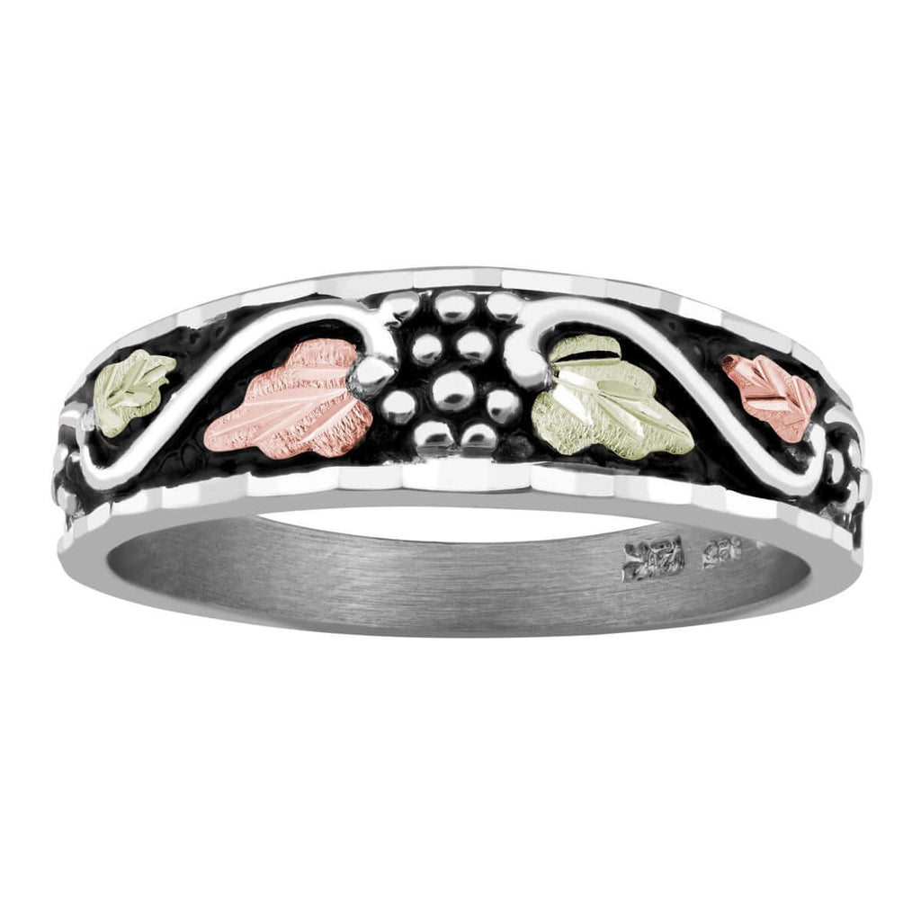 Antiqued Sterling Silver Black Hills Gold Ring