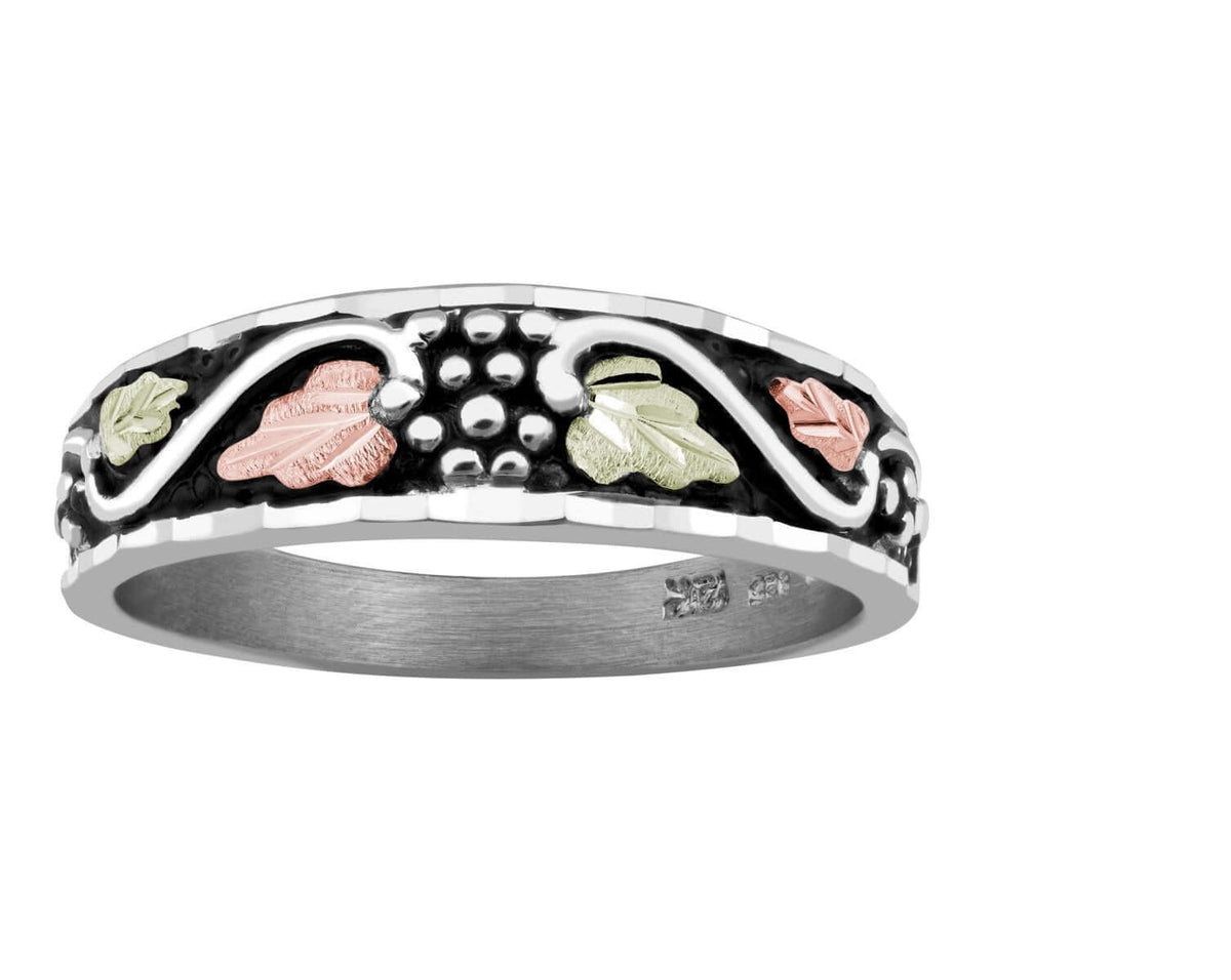 Antiqued Sterling Silver Black Hills Gold Ring